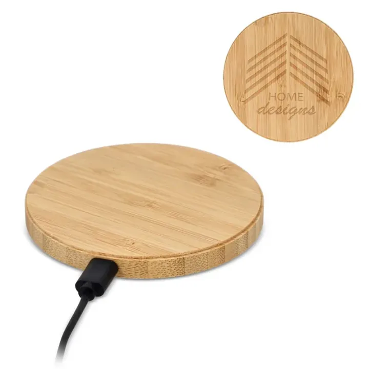 Wireless charging pad bamboo 15W - LT95557 (gadzety reklamowe)